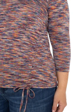 Tops-Liverpool Los Angeles 3/4 SLEEVE KNIT TOP WITH ASYMMETRIC TIE DETAIL Carnelianmulti