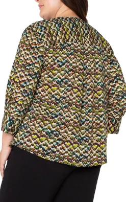 Tops-Liverpool Los Angeles 3/4 SLEEVE POPOVER WOVEN BLOUSE Tourmalinemulti