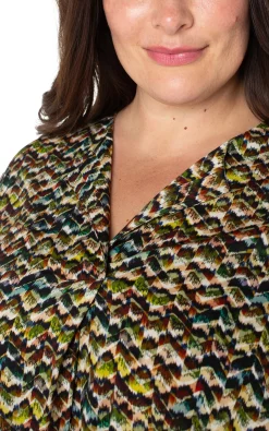 Tops-Liverpool Los Angeles 3/4 SLEEVE POPOVER WOVEN BLOUSE Tourmalinemulti