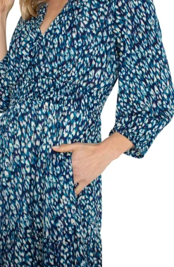 Dresses-Liverpool Los Angeles 3/4 SLEEVE TIERED MAXI DRESS Bluetopazanimal