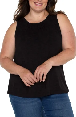 Tops-Liverpool Los Angeles A-LINE SLEEVELESS KNIT TOP Black