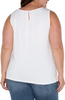 Tops-Liverpool Los Angeles A-LINE SLEEVELESS KNIT TOP White