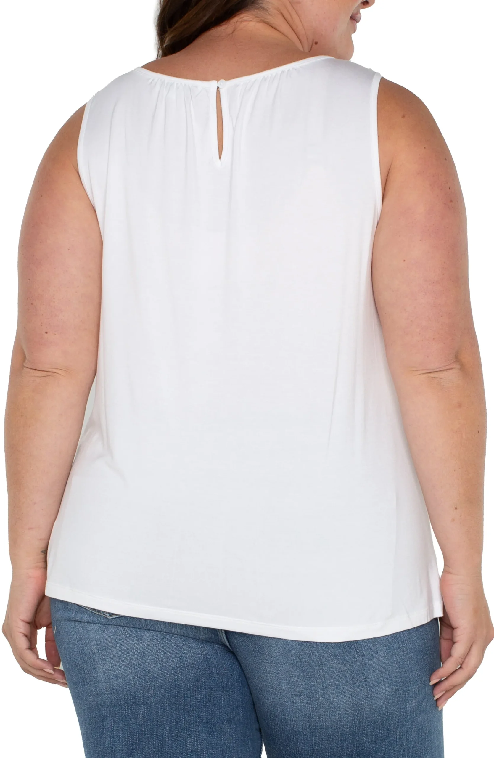 Tops-Liverpool Los Angeles A-LINE SLEEVELESS KNIT TOP White