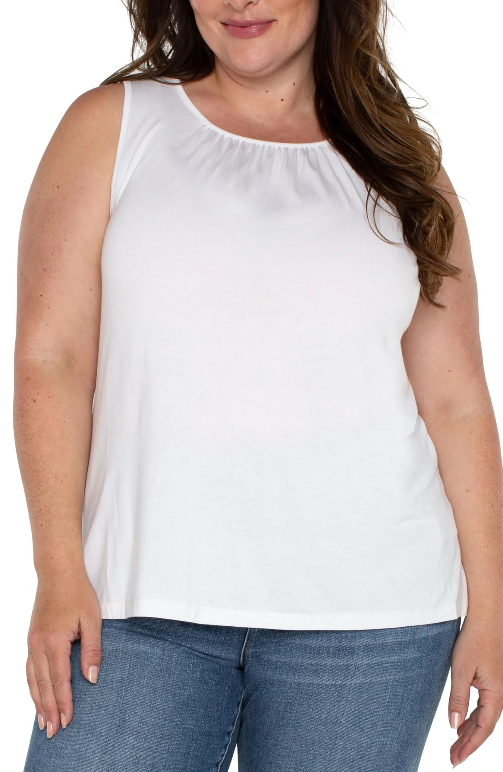 Tops-Liverpool Los Angeles A-LINE SLEEVELESS KNIT TOP White