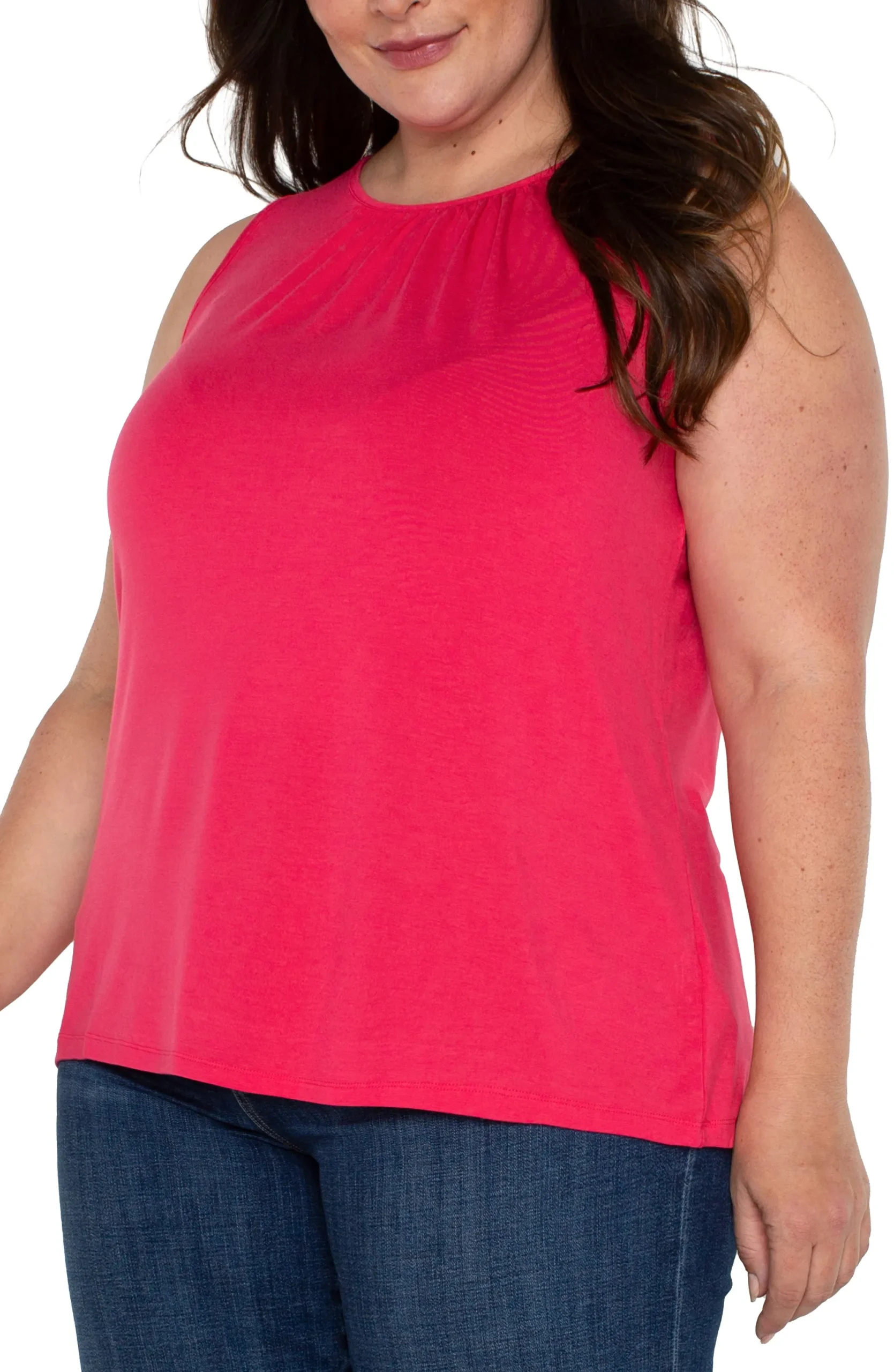 Tops-Liverpool Los Angeles A-LINE SLEEVELESS KNIT TOP Pinkpunch