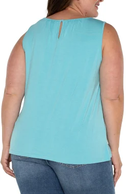 Tops-Liverpool Los Angeles A-LINE SLEEVELESS KNIT TOP Turquoisetide