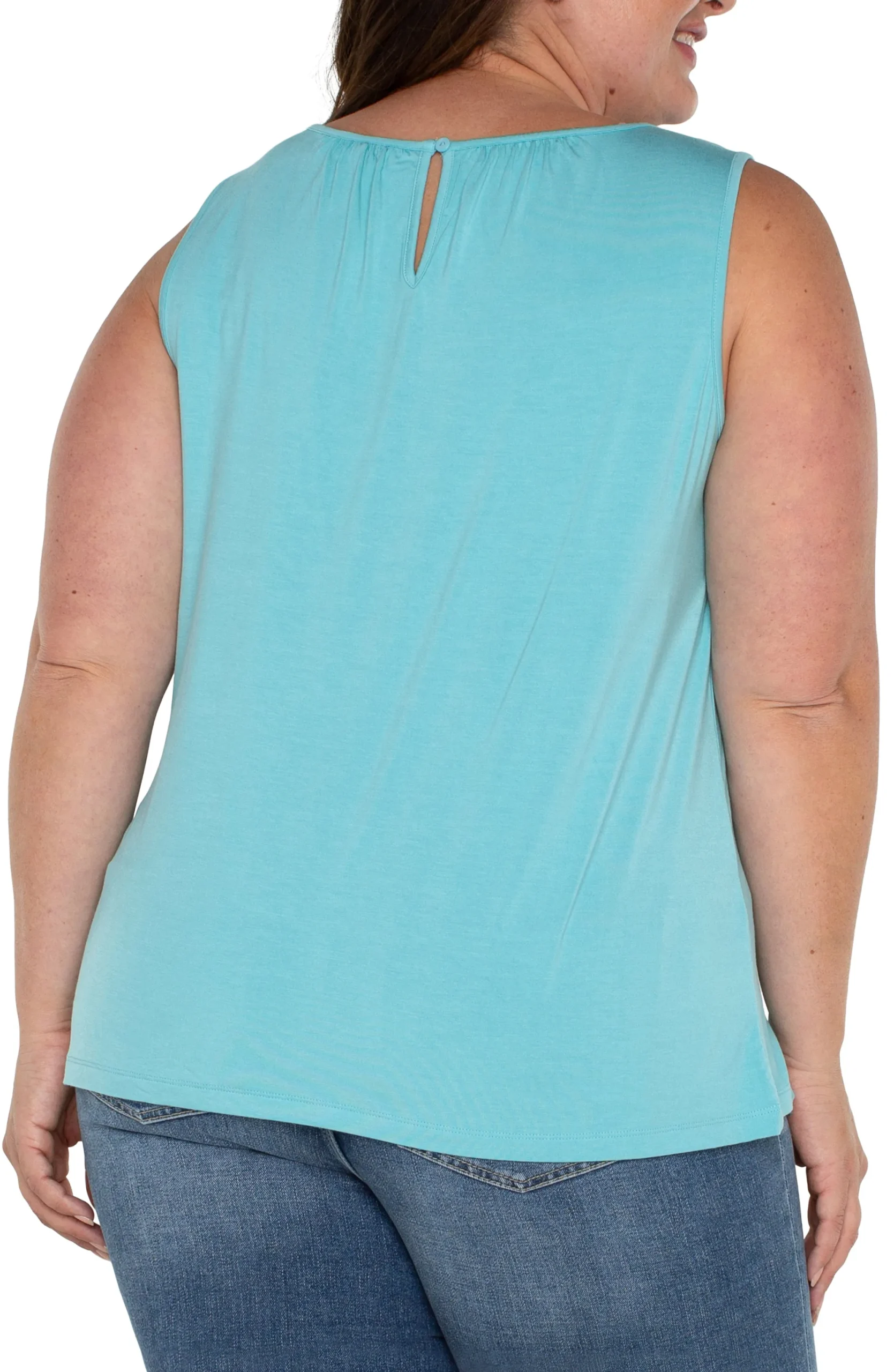 Tops-Liverpool Los Angeles A-LINE SLEEVELESS KNIT TOP Turquoisetide