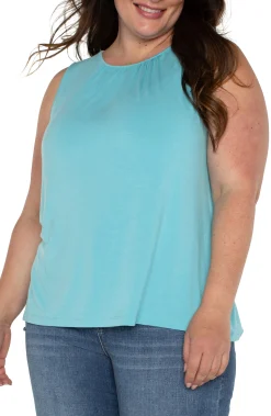 Tops-Liverpool Los Angeles A-LINE SLEEVELESS KNIT TOP Turquoisetide