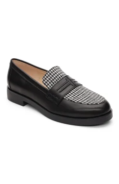 Loafers-Liverpool Los Angeles BALDWIN LEATHER SLIP ON LOAFER Blackwhitehoundstooth