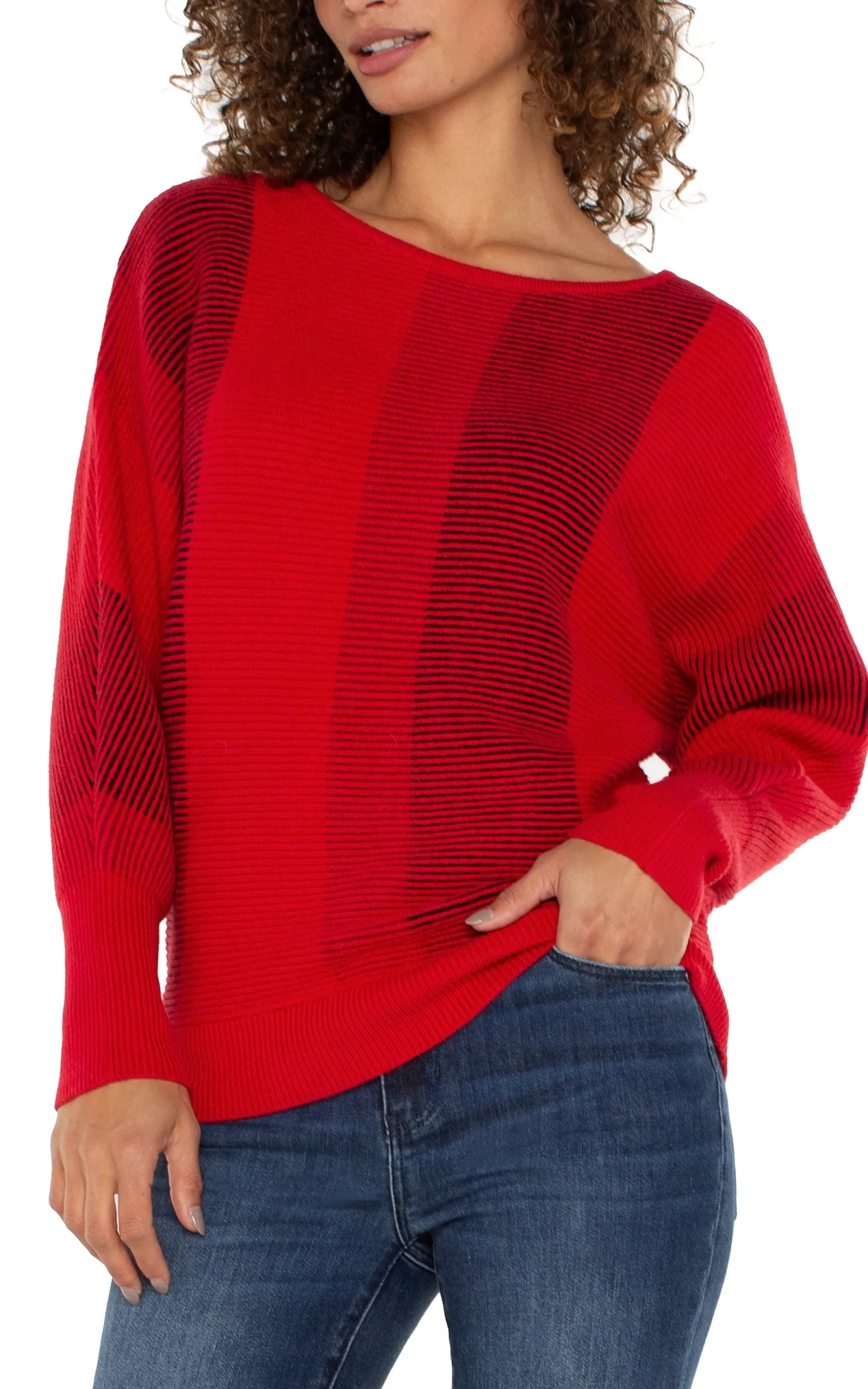 Sweaters-Liverpool Los Angeles BOAT NECK DOLMAN SWEATER Tangoredmulti