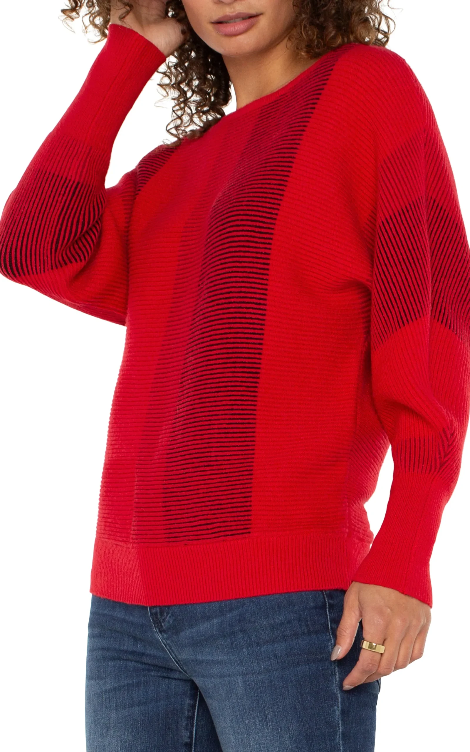 Sweaters-Liverpool Los Angeles BOAT NECK DOLMAN SWEATER Tangoredmulti