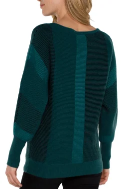 Sweaters-Liverpool Los Angeles BOAT NECK DOLMAN SWEATER Malachitemulti