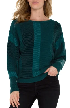 Sweaters-Liverpool Los Angeles BOAT NECK DOLMAN SWEATER Malachitemulti