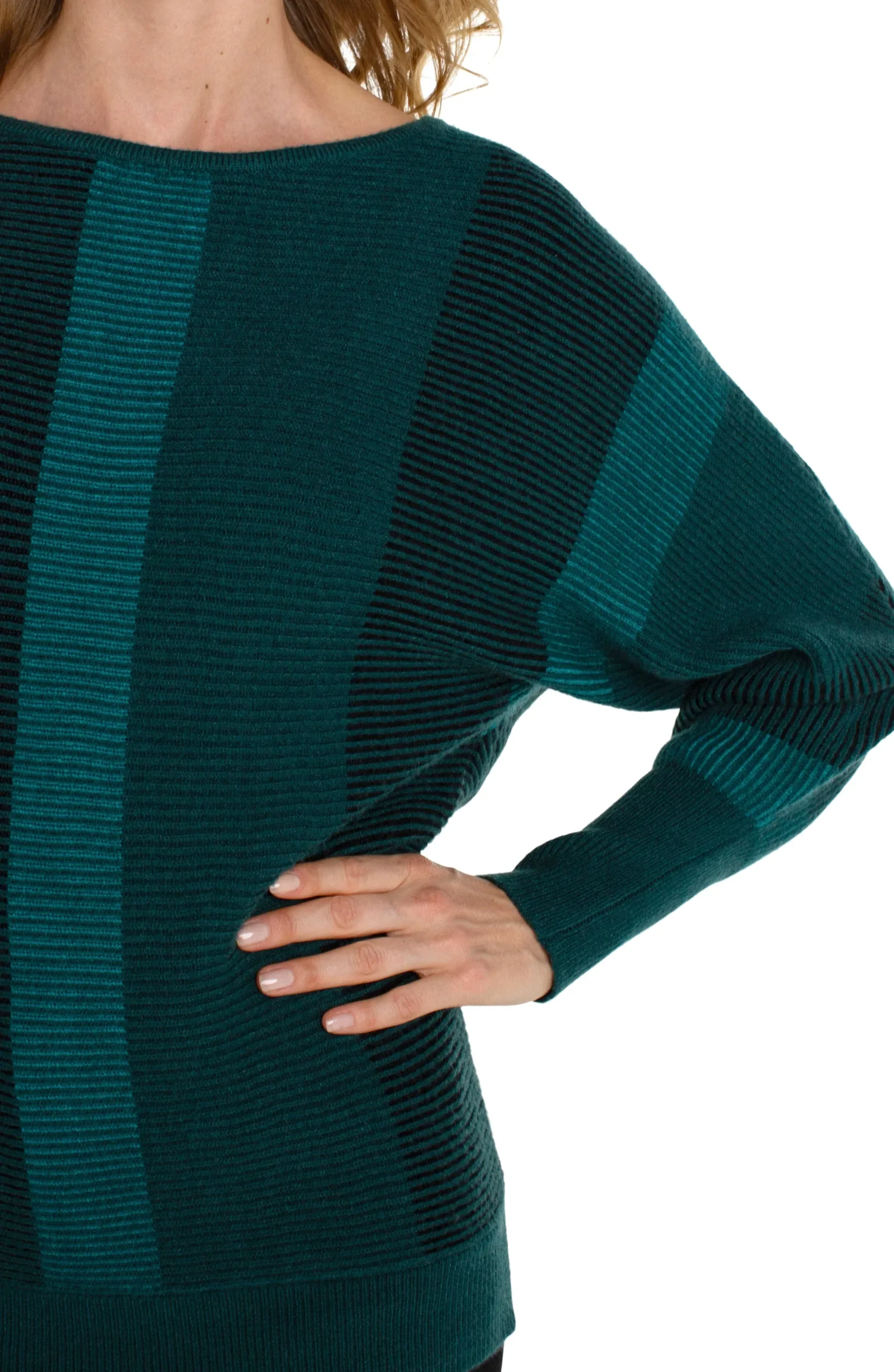 Sweaters-Liverpool Los Angeles BOAT NECK DOLMAN SWEATER Malachitemulti