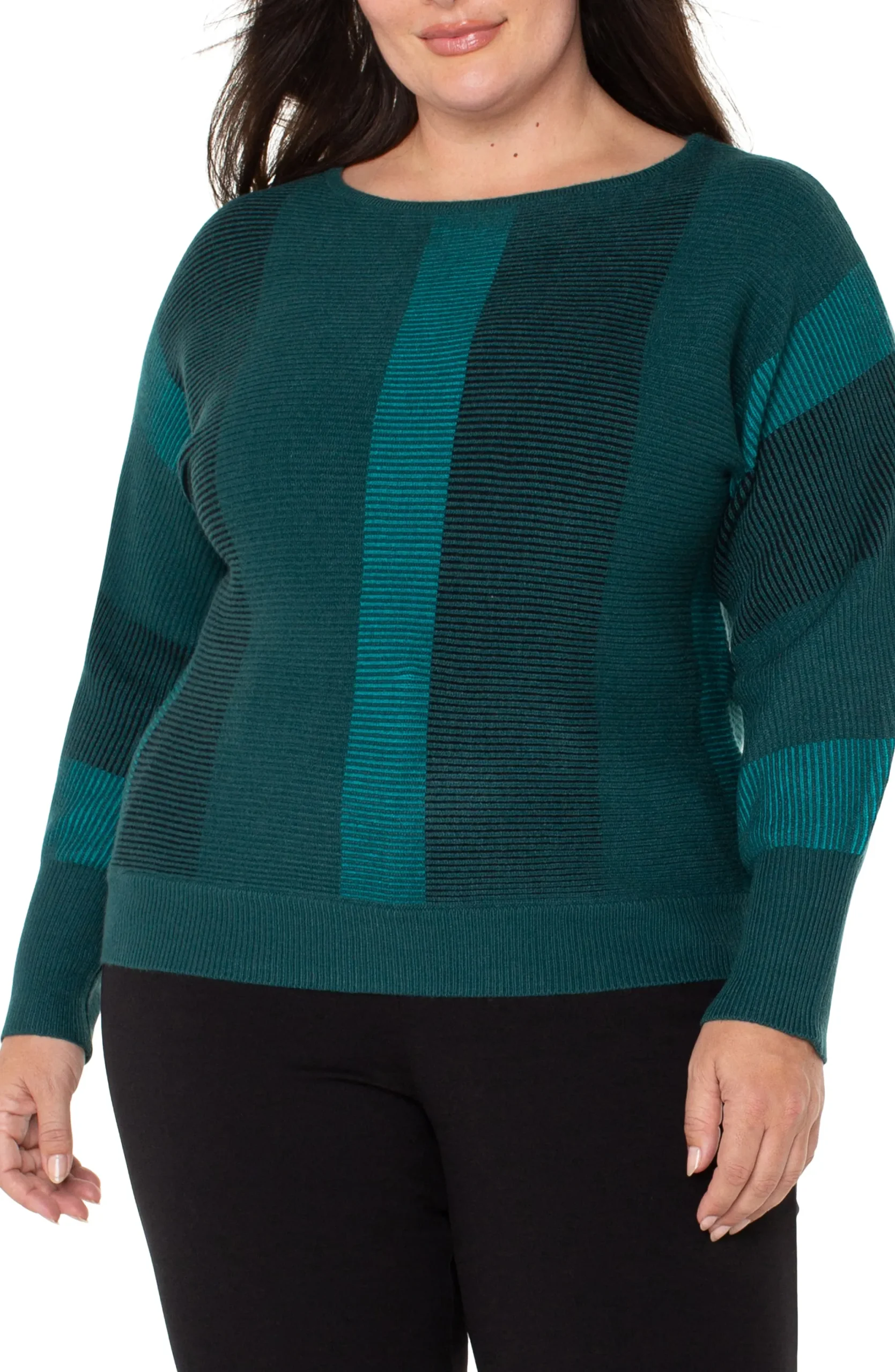 Tops-Liverpool Los Angeles BOAT NECK DOLMAN SWEATER Malachitemulti