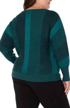 Tops-Liverpool Los Angeles BOAT NECK DOLMAN SWEATER Malachitemulti