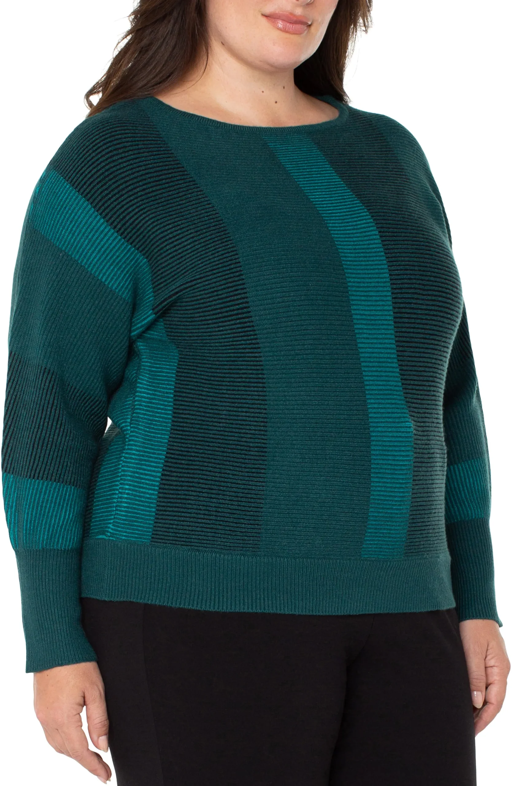Tops-Liverpool Los Angeles BOAT NECK DOLMAN SWEATER Malachitemulti