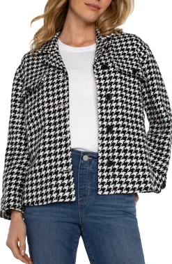 Jackets-Liverpool Los Angeles BOXY SHACKET Blackwhitehoundstooth