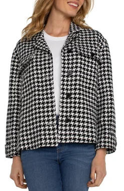 Jackets-Liverpool Los Angeles BOXY SHACKET Blackwhitehoundstooth