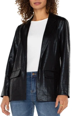 Jackets-Liverpool Los Angeles BOYFRIEND BLAZER Cracklecoatedknit