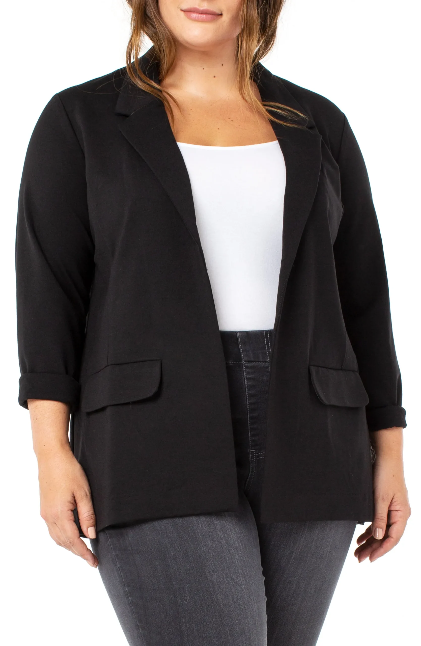 Jackets-Liverpool Los Angeles BOYFRIEND BLAZER WITH PRINCESS DART SUPER STRETCH Black
