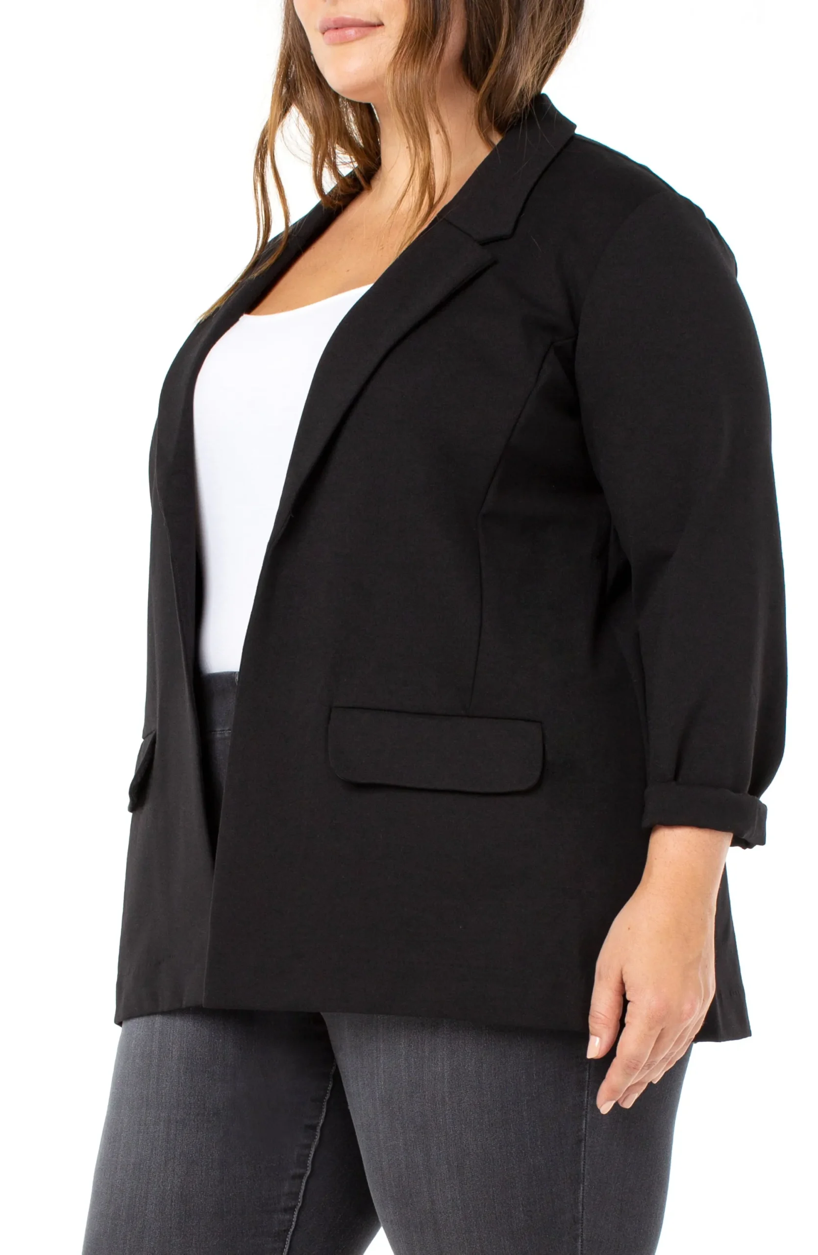 Jackets-Liverpool Los Angeles BOYFRIEND BLAZER WITH PRINCESS DART SUPER STRETCH Black