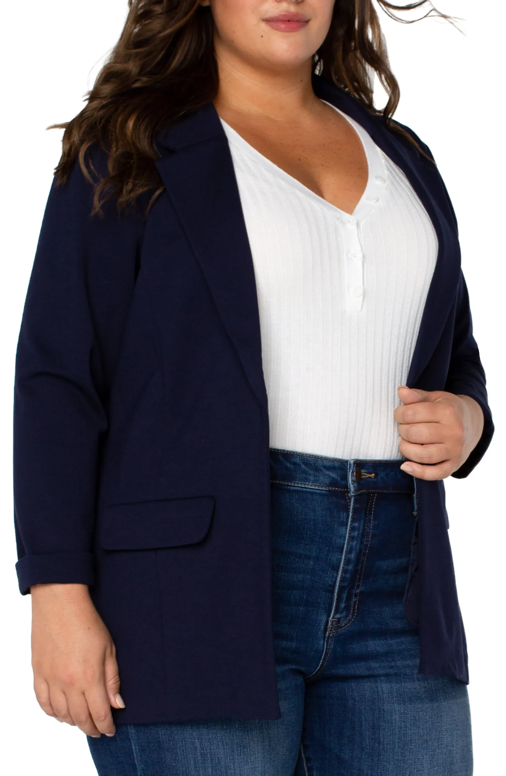 Jackets-Liverpool Los Angeles BOYFRIEND BLAZER WITH PRINCESS DART Cadetblue
