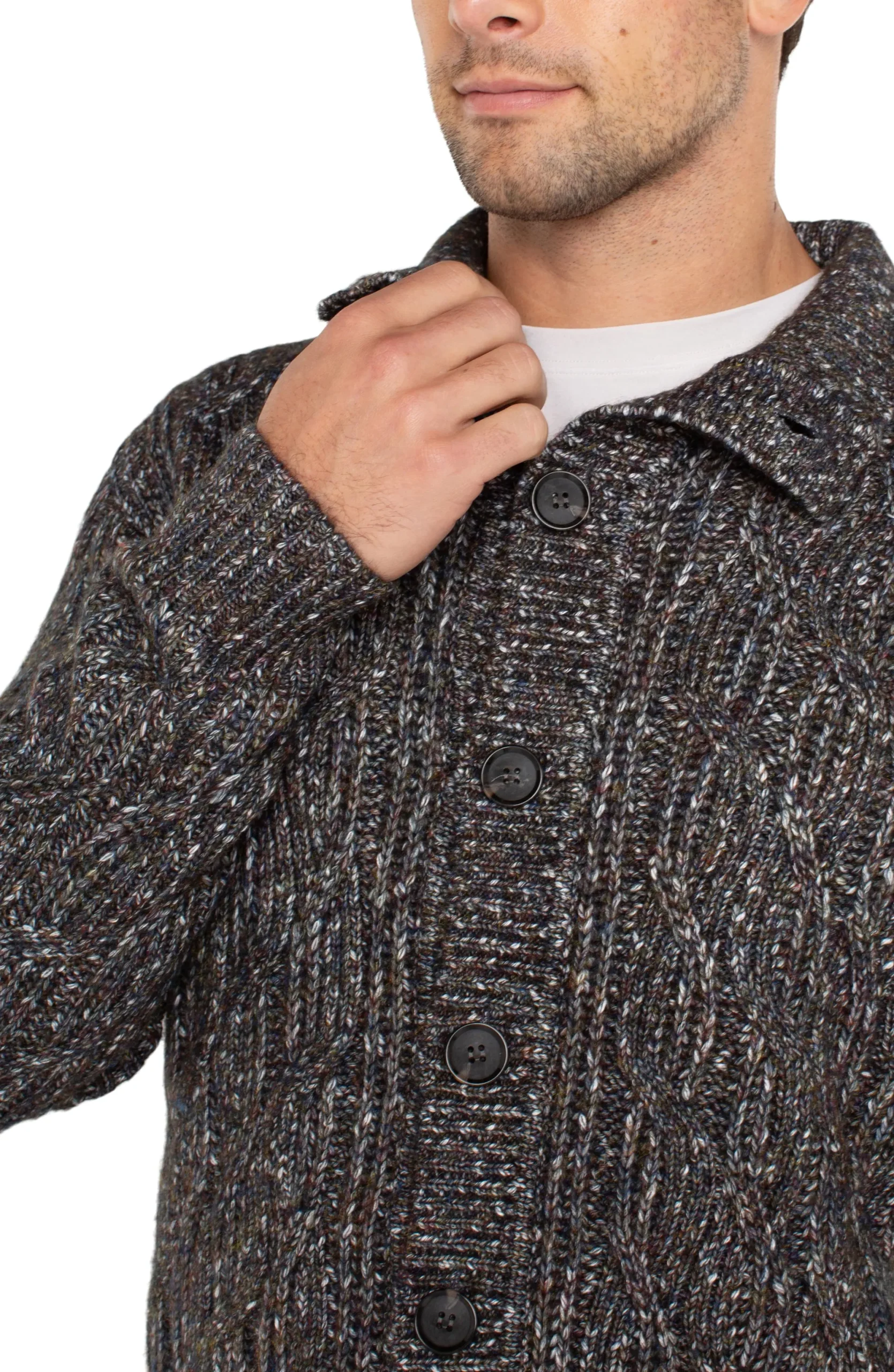 Sweaters-Liverpool Los Angeles BUTTON CARDIGAN SWEATER Olivemulti