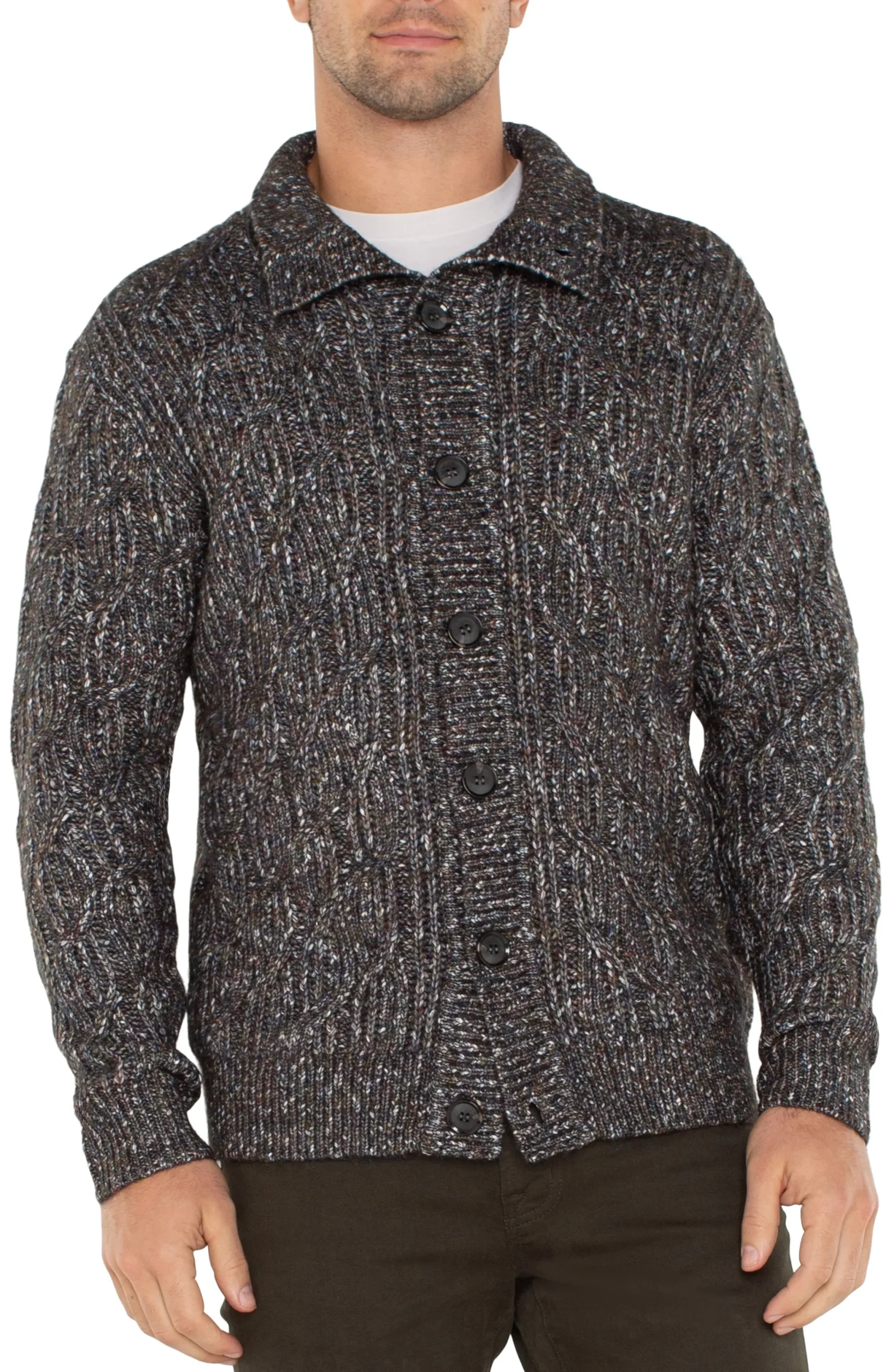 Sweaters-Liverpool Los Angeles BUTTON CARDIGAN SWEATER Olivemulti