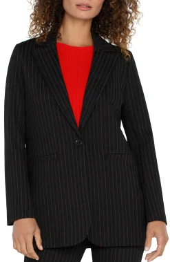 Jackets-Liverpool Los Angeles BUTTON FRONT BOYFRIEND BLAZER Blackwhitepinstripe