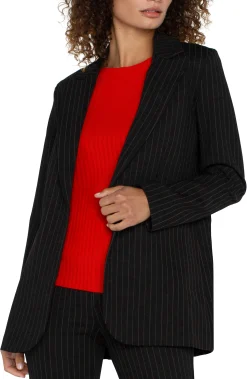 Jackets-Liverpool Los Angeles BUTTON FRONT BOYFRIEND BLAZER Blackwhitepinstripe