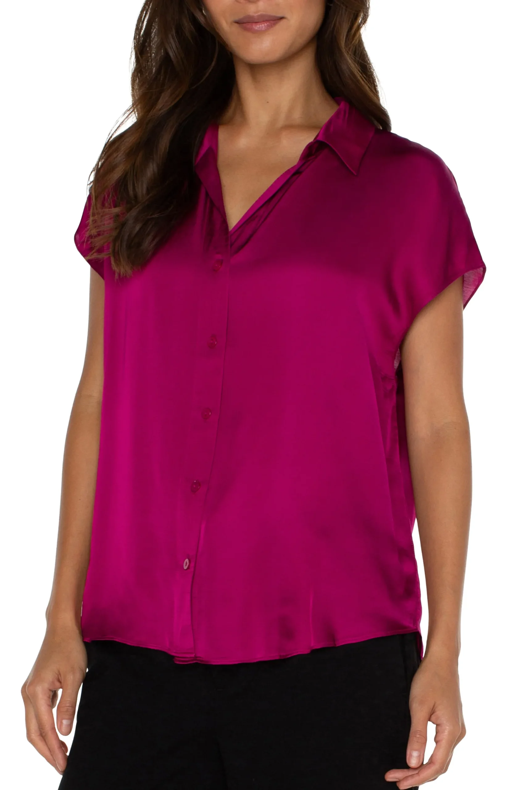 Tops|Tops-Liverpool Los Angeles BUTTON FRONT DOLMAN SLEEVE BLOUSE Fuchsiakiss