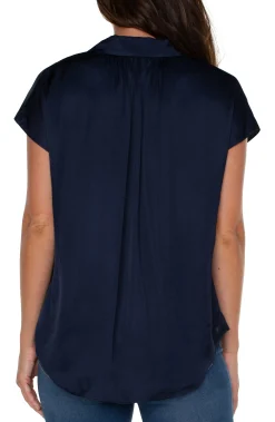 Tops|Tops-Liverpool Los Angeles BUTTON FRONT DOLMAN SLEEVE BLOUSE Darknavy