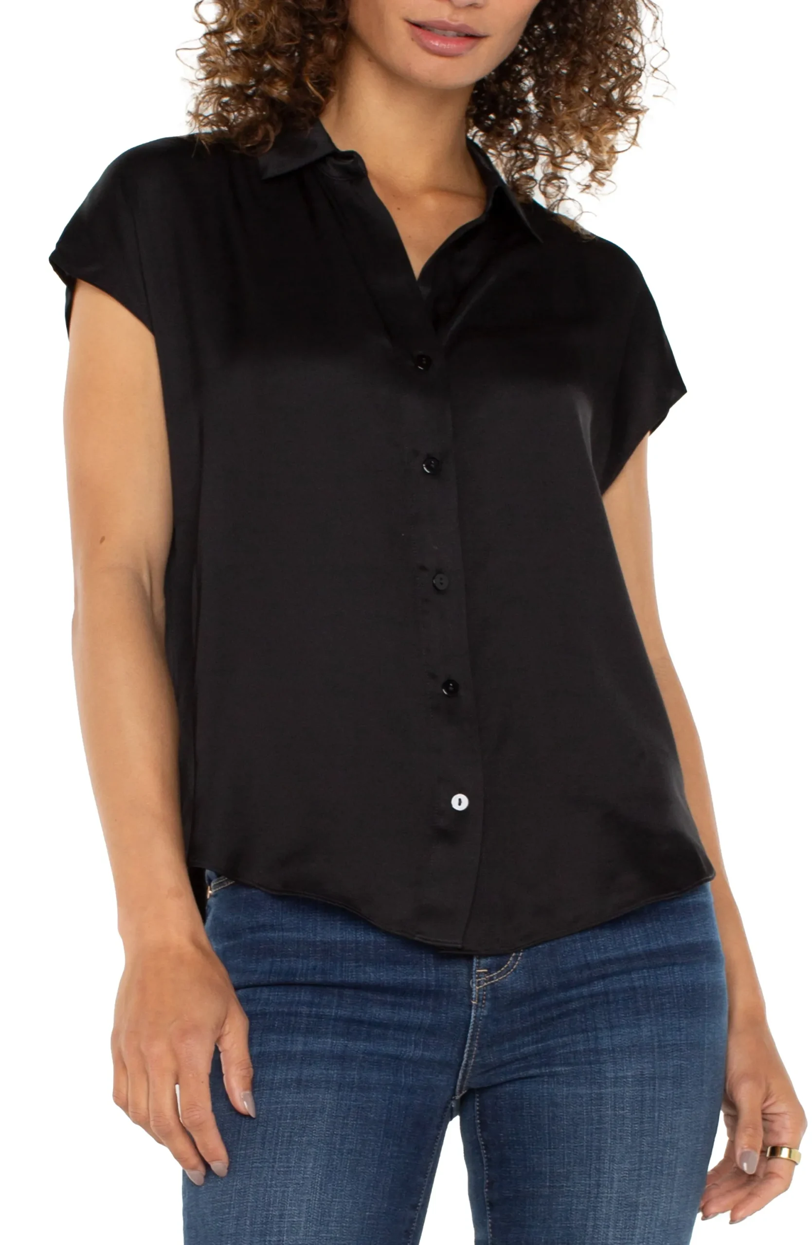 Tops|Tops-Liverpool Los Angeles BUTTON FRONT DOLMAN SLEEVE BLOUSE Black