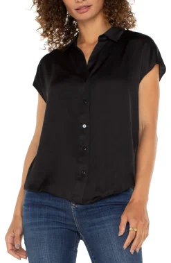 Tops|Tops-Liverpool Los Angeles BUTTON FRONT DOLMAN SLEEVE BLOUSE Black