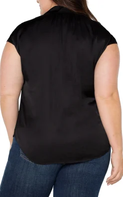 Tops-Liverpool Los Angeles BUTTON FRONT DOLMAN SLEEVE BLOUSE Black