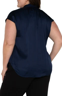 Tops-Liverpool Los Angeles BUTTON FRONT DOLMAN SLEEVE BLOUSE Darknavy