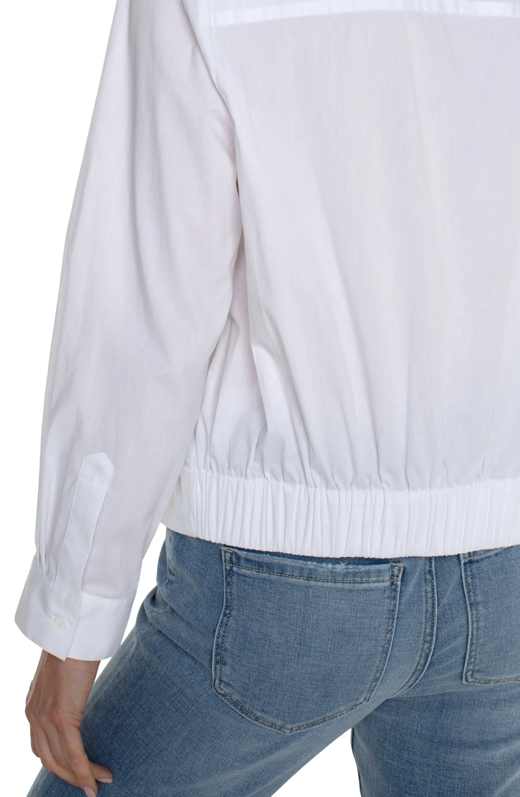 Tops-Liverpool Los Angeles BUTTON FRONT SHIRT WITH ELASTIC BACK WAIST White