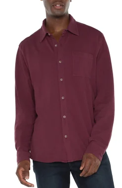 Shirts-Liverpool Los Angeles BUTTON UP LONG SLEEVE SHIRT Wine