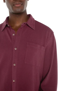 Shirts-Liverpool Los Angeles BUTTON UP LONG SLEEVE SHIRT Wine