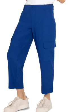 Pants|Utility Pants-Liverpool Los Angeles CARGO CROP WITH TAB HEM Bluetopaz