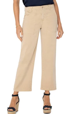 Pants|Crops-Liverpool Los Angeles CARGO WIDE LEG CROP Cappuccino