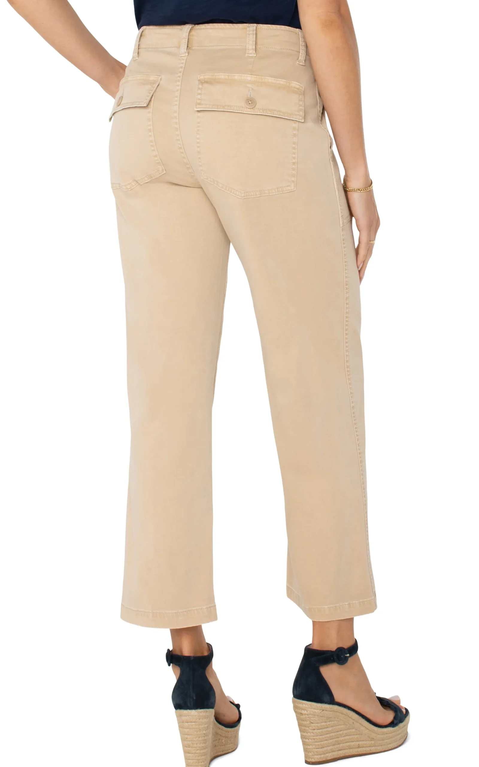 Pants|Crops-Liverpool Los Angeles CARGO WIDE LEG CROP Cappuccino