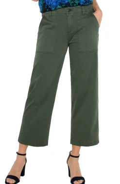 Pants|Crops-Liverpool Los Angeles CARGO WIDE LEG CROP Mossgreen