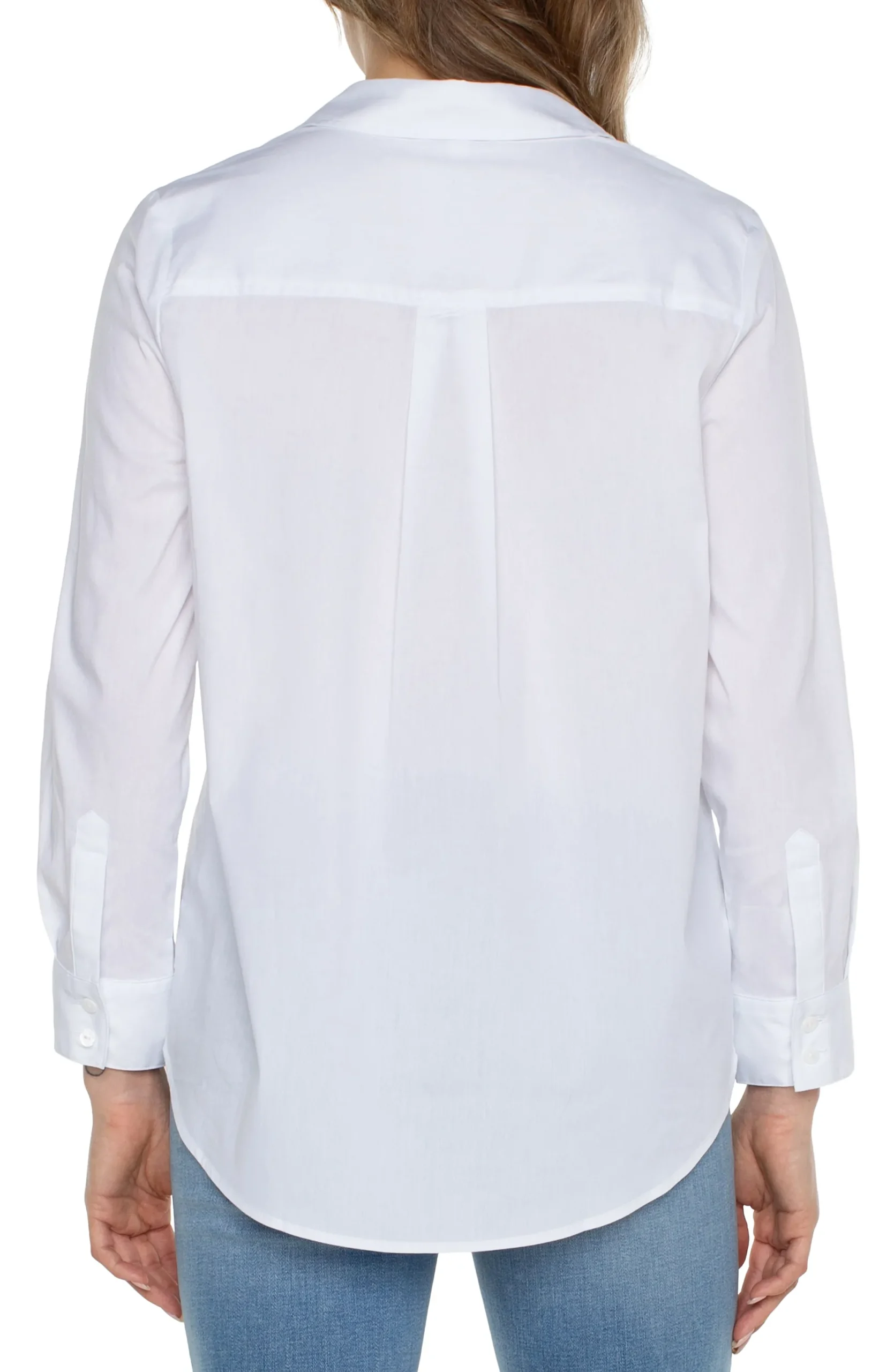 Tops-Liverpool Los Angeles CLASSIC BUTTON FRONT POPLIN SHIRT White