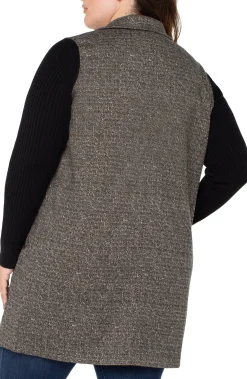 Jackets-Liverpool Los Angeles COATIGAN WITH SWEATER SLEEVES Blacktanherringbone