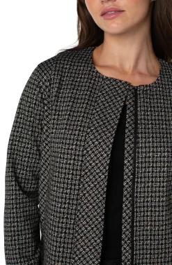 Jackets-Liverpool Los Angeles COLLARLESS ZIP UP JACKET Blacktanlatticeplaid