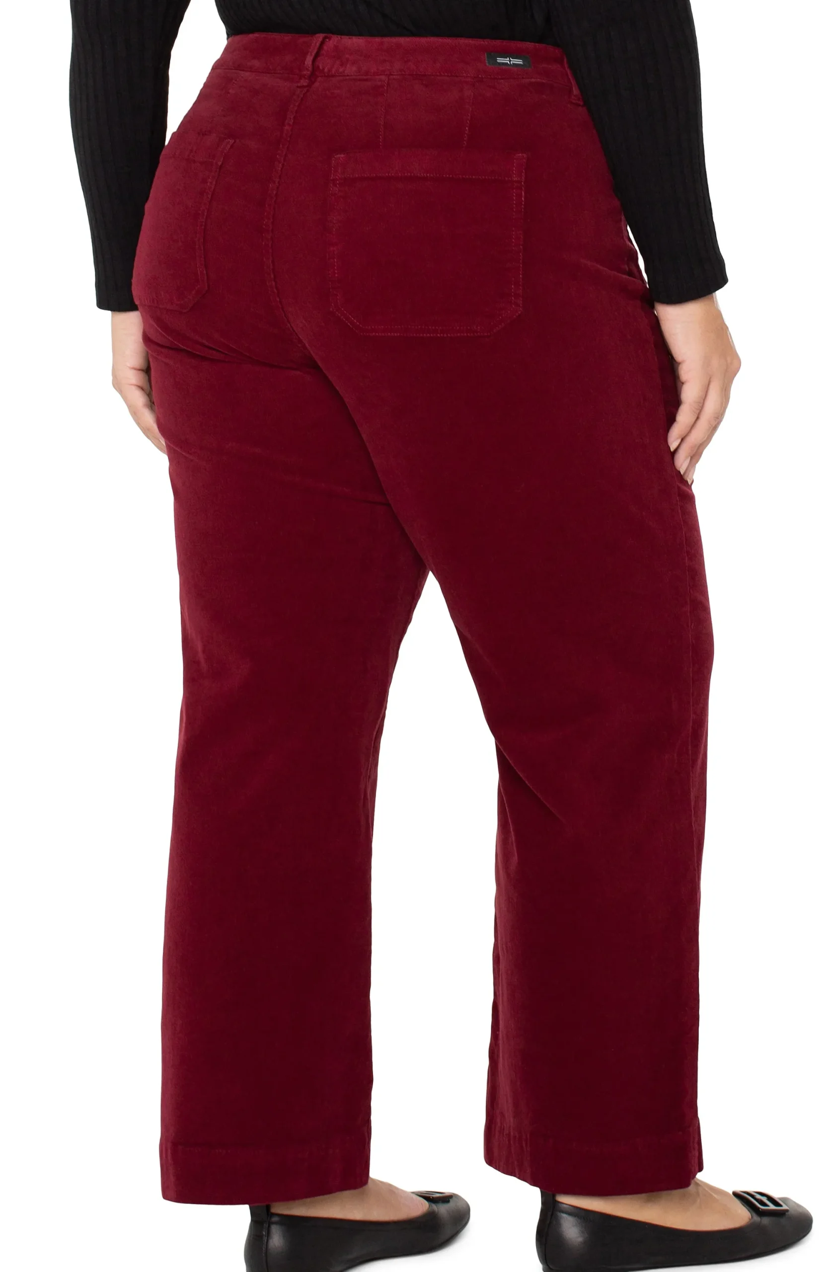 Pants-Liverpool Los Angeles CORDUROY CROP WIDE LEG Ruby