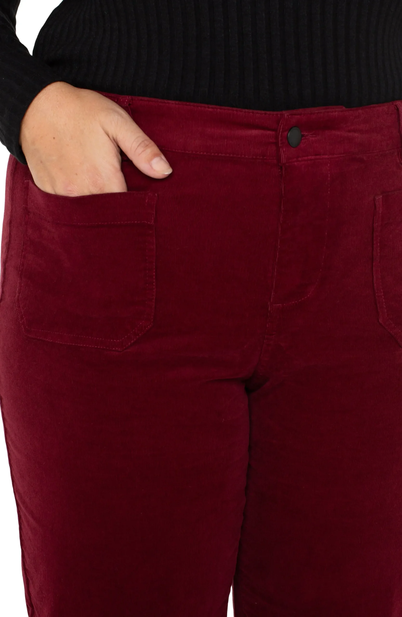 Pants-Liverpool Los Angeles CORDUROY CROP WIDE LEG Ruby