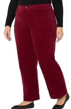 Pants-Liverpool Los Angeles CORDUROY CROP WIDE LEG Ruby